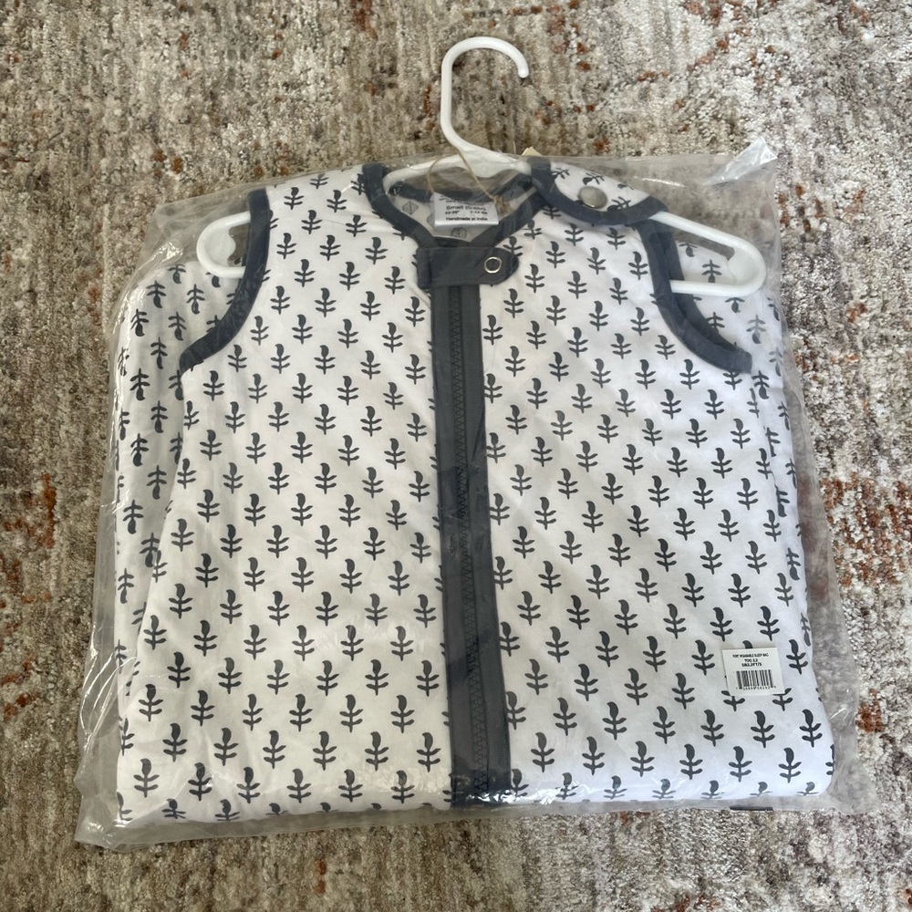 Malabar Baby Sleeveless Baby Sleep Sack with Leaf Design - Fort Blue & White, S